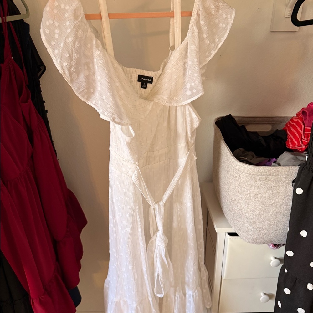 Torrid White Polka Dot Maxi Dress